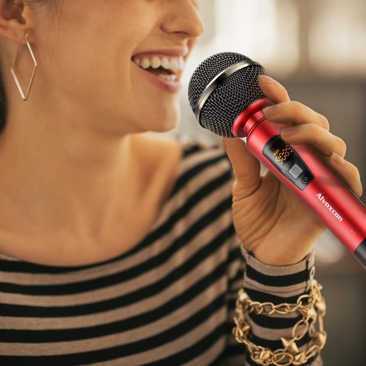 Dual Handheld Wireless Mic System Rechargeable transmitter & Receiver - Alvoxcon