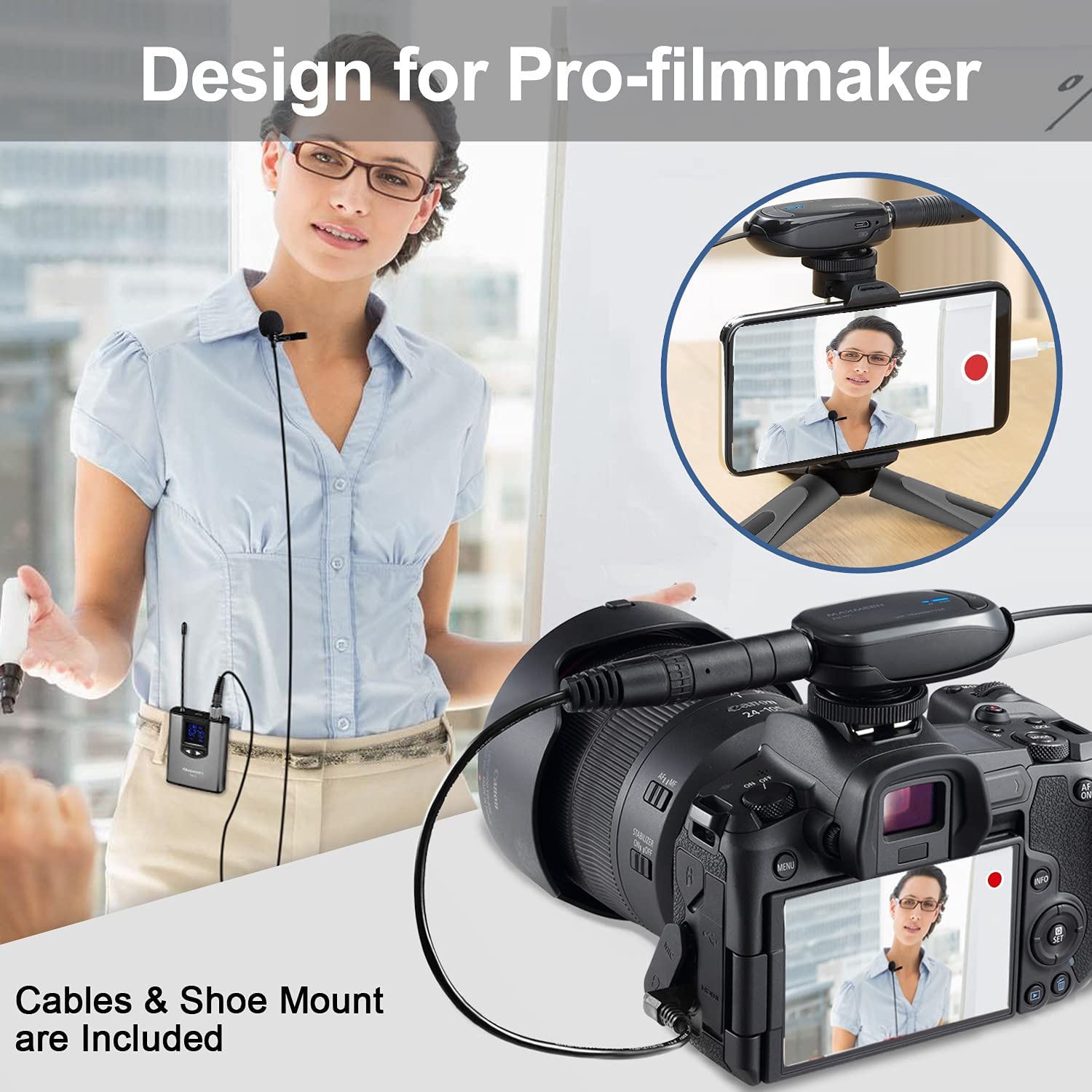 Wireless Lapel Microphone for Phone & Camera - Alvoxcon