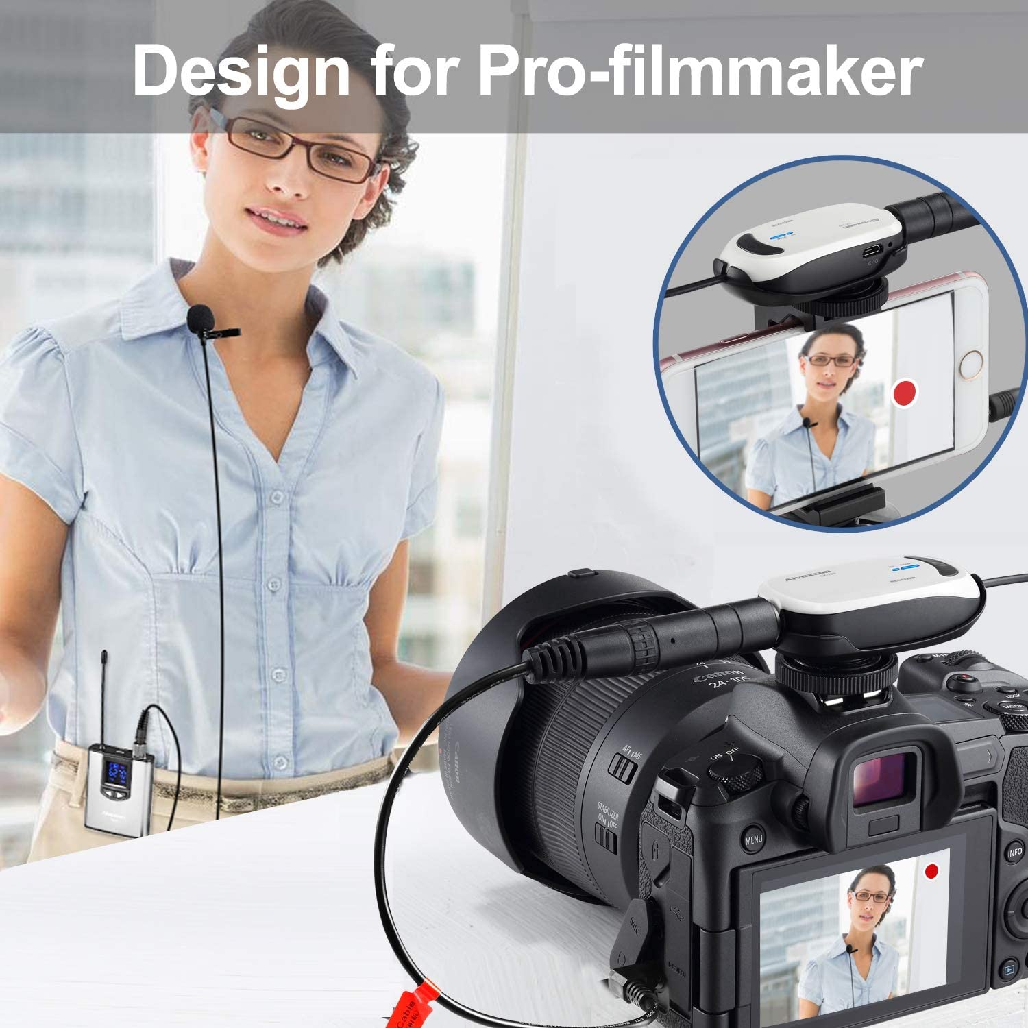 Wireless Clip Microphone for Camera & Smartphone - Alvoxcon