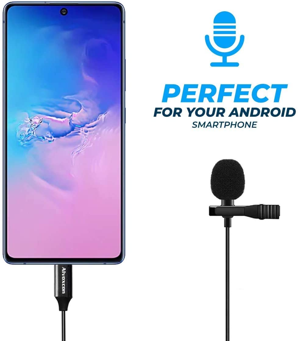 Android Type-C Lavalier Microphone - Clip-on Mic For Interviews & Vlogging With Extension Cord
