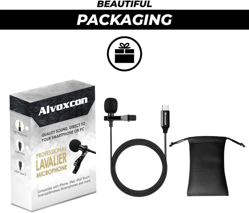 Lavalier Lapel Microphone for Android Phone with Type C Connector - Alvoxcon