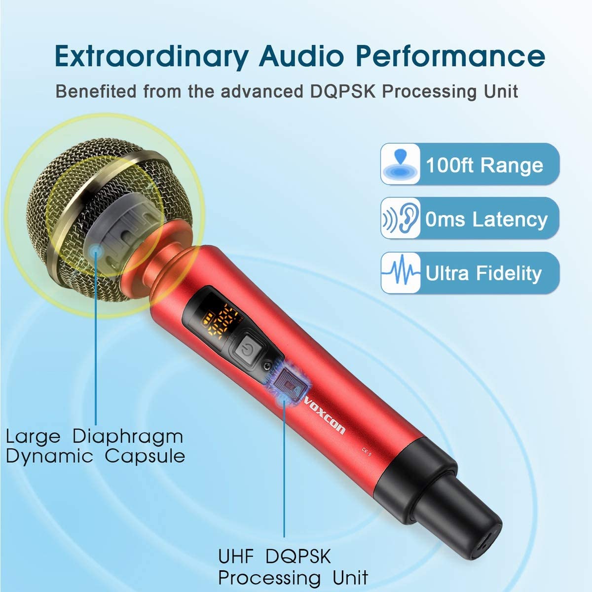 UHF Dual Handheld Wireless Microphone System | Rechargeable Dynamic Mic Set For Live Performance